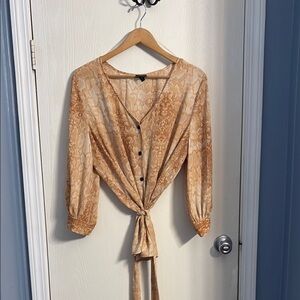 Worthington Tan Button-Down Blouse